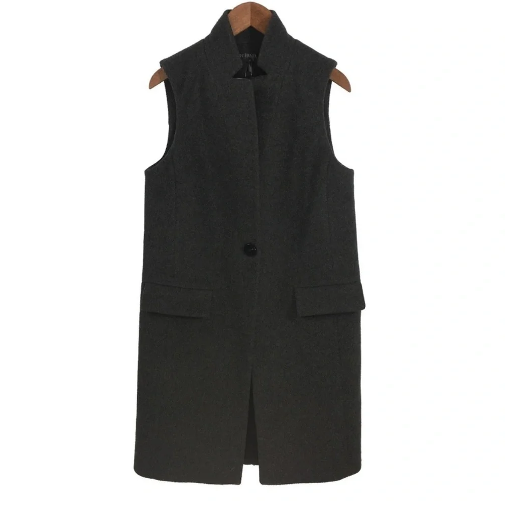 Intermix Wool Cashmere Top Coat Blazer Vest Duster Gray size Medium